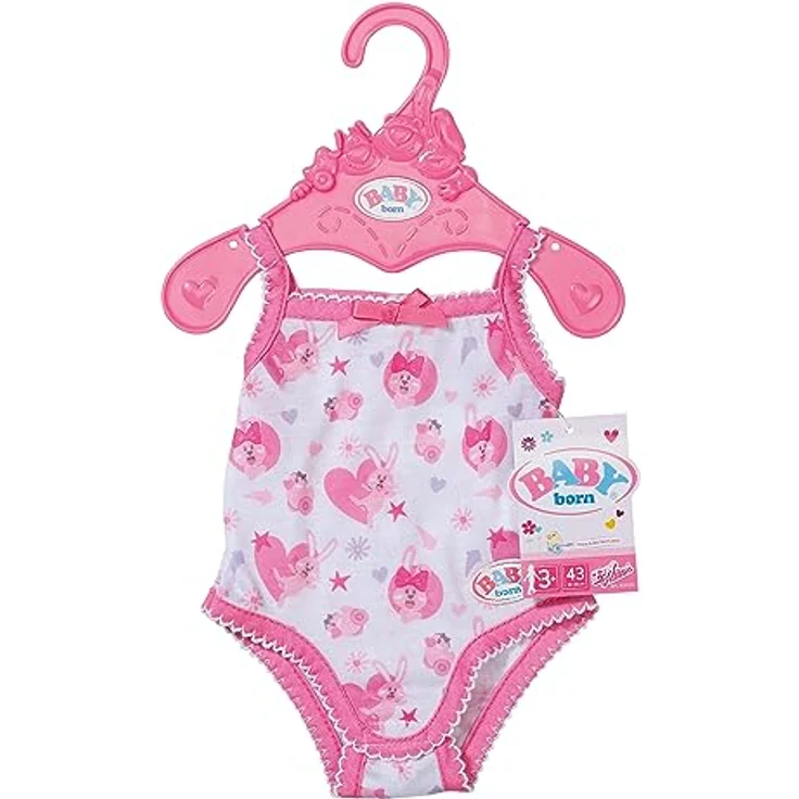 BABY born, Puppenbody, Body 43cm, Unterwäsche Set in weiß und rosa für 43 cm große Puppen mit Kleiderbügel, 834237, Zapf Creation, Nocolor, 43 – Bild 1