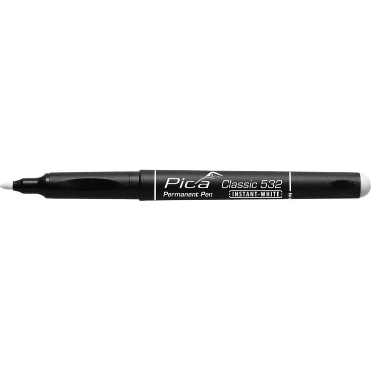 Pica Classic Permanent Pen Instant-White, Permanentmarker mit sofortiger Markierung, weiß