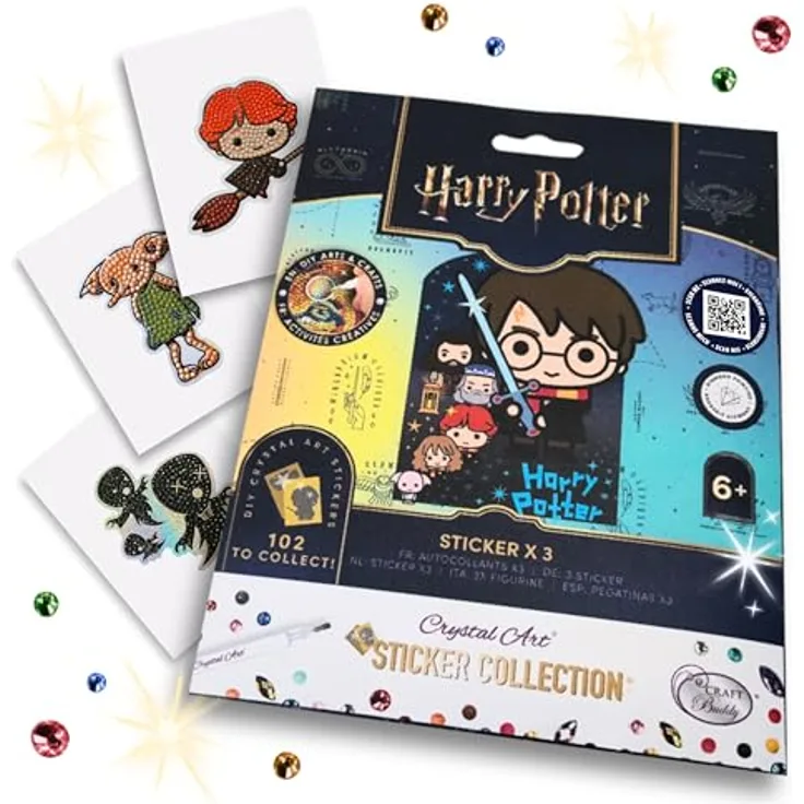 CRAFT Buddy Harry Potter Crystal Art Sticker, 3er Pack mit funkelnden Figuren zum Sammeln