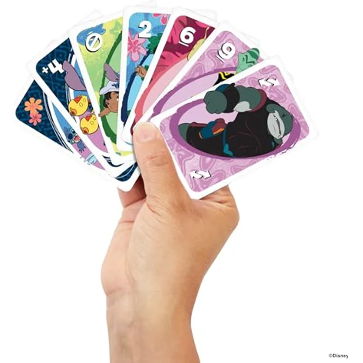 UNO Lilo & Stitch, Kartenspiel mit Disney-Charakteren und 'Ohana'-Regel, für 2-10 Spieler, ab 7 Jahren – Bild 2