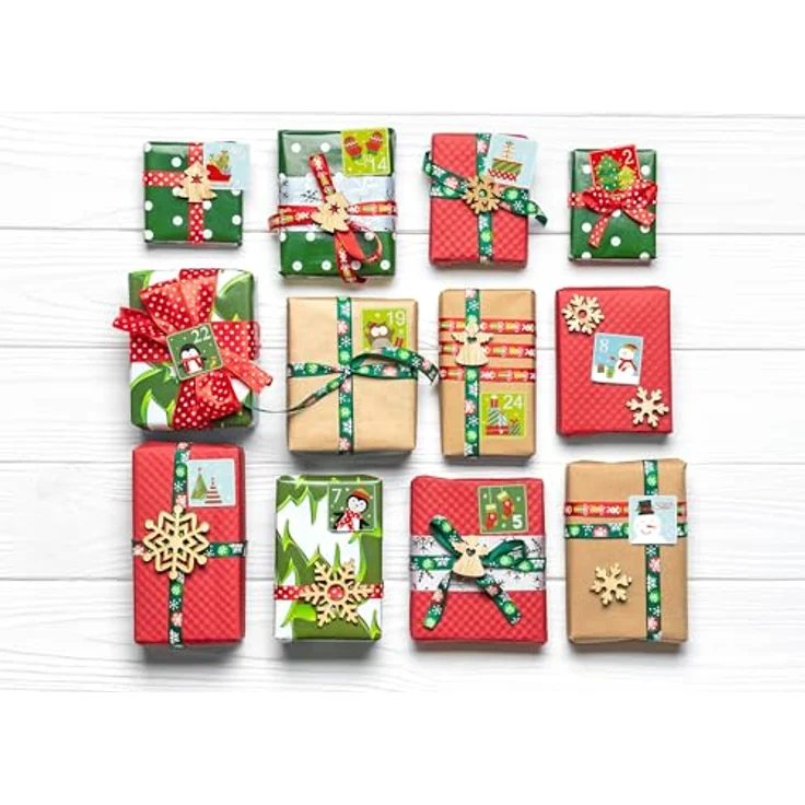 HERMA 15188 Aufkleber Zahlen 1-24 Glitzer, 24 Stück, Weihnachtssticker mit festlichen Motiven für Adventskalender und DIY Deko – Bild 4