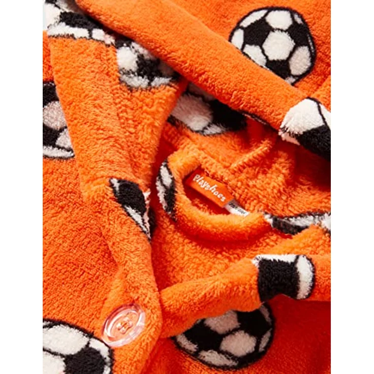 Playshoes Jungen Fleece-Bademantel Fußball 340151, 39 - Orange, 98-104 - Preisvergleich – Bild 2