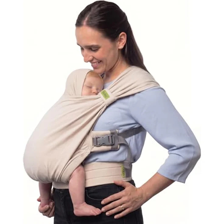 Boba Bliss 2-in-1 Babytragetuch & Babytrage, Hüftfreundlich, Ohne Binden & Knoten, Weich & Elastisch, Neugeborene bis 16 kg, Organic Stone – Bild 1