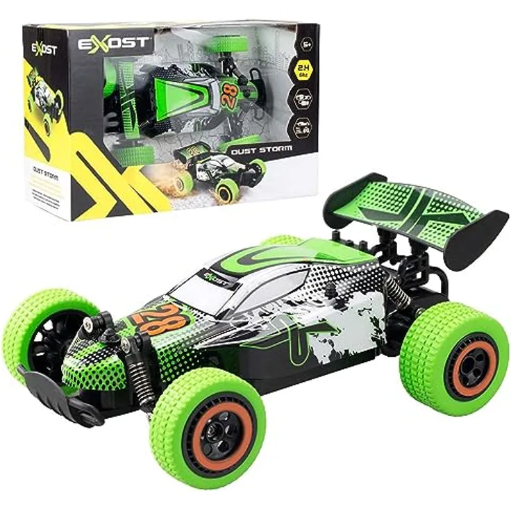 Silverlit Exost Buggy Dust Storm, ferngesteuertes Geländewagen-Spielzeug 1:18 mit Aufhängungen, grün und schwarz, 12 km/h, ab 5 Jahren