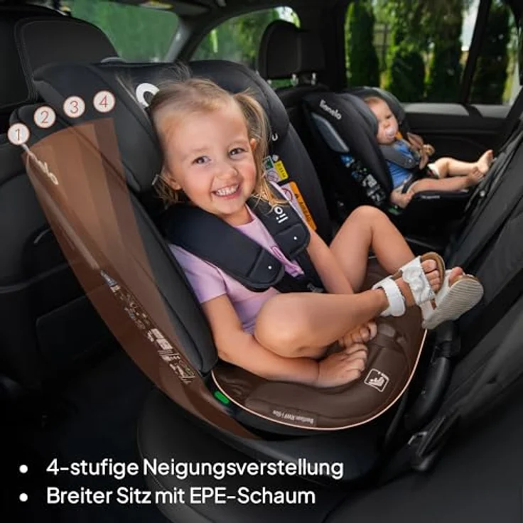 lionelo Autokindersitz Bastiaan RWF i-Size, 4 Sitze in 1/360' drehbare Basis / ISOFIX / Top-Tether, blau – Bild 7