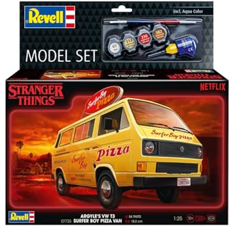Revell® Modellbausatz Stranger Things, Argyle’s VW Bus T3 Bulli Surfer Boy, Maßstab 1:25, 84 Teile, Made in Europe – Bild 2