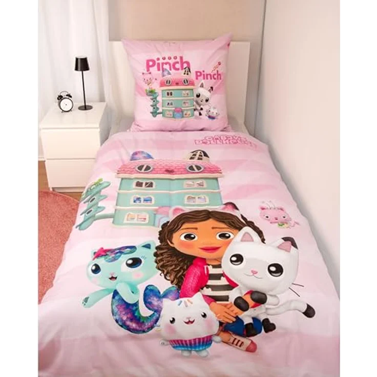 Herding Bettwäsche Gabby's Dollhouse, Kopfkissenbezug 80 x 80 cm mit Reißverschluss und Wende-Motiv, Bettbezug 135 x 200 cm, Mit Reißverschluss, 100% Baumwolle/Renforcé – Bild 3