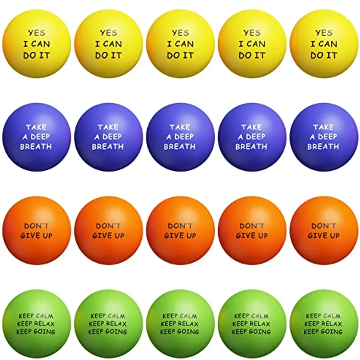 KDG Stressball 20er-Pack, Motivierende Stressbälle mit inspirierenden Zitaten für Stressabbau und Angstlinderung, geeignet für Erwachsene und Kinder – Bild 1