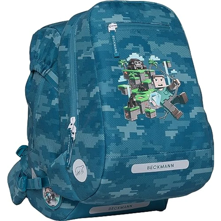Beckmann Schulranzen Classic (6tlg., blau) mit Sportrucksack, Federmäppchen, Schlamperrolle, inkl. Buttons und wasserdichtem Innenfach – Bild 8