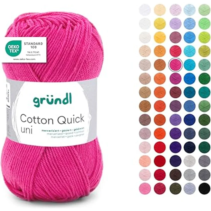 Gründl Gründl Wolle Cotton Quick 50 g uni pink Häkelwolle, 100 % Baumwolle, weich und kühl, hautfreundlich, pflegeleicht – Bild 2