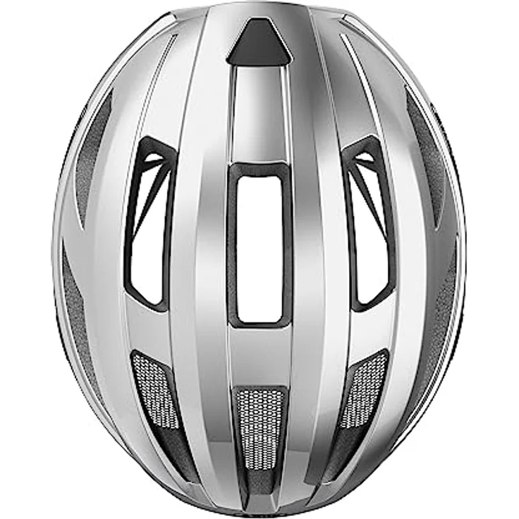 ABUS Rennradhelm Macator - sportiver Fahrradhelm für Einsteiger - auch für Zopfträger/-innen - für Damen und Herren - Silber, Größe L – Bild 4