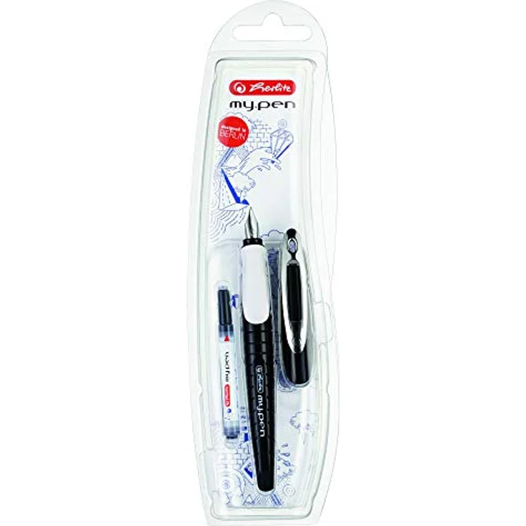 Herlitz Füllhalter Herlitz Schulfüllhalter / Füller "my.pen" mit Iridiumfeder "M", schwarz/weiß – Bild 4