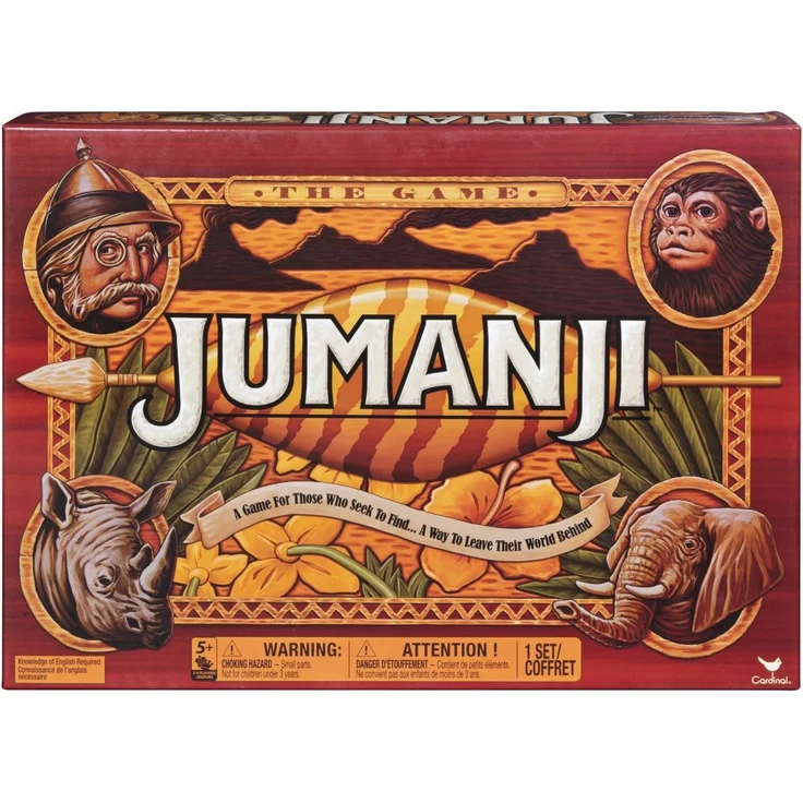 Spin Master Jumanji Holzversion 6046850 /6, Brettspiel mit hochwertiger Holzverarbeitung und abenteuerlichen Herausforderungen