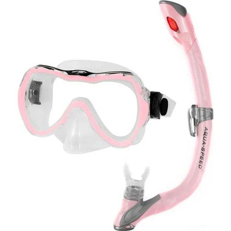 Aqua Speed – Zero Evo + Kinder Schnorchelset – Tauchermaske + Schnorchel mit einfacher Einstellung des Systems 03, Rosa