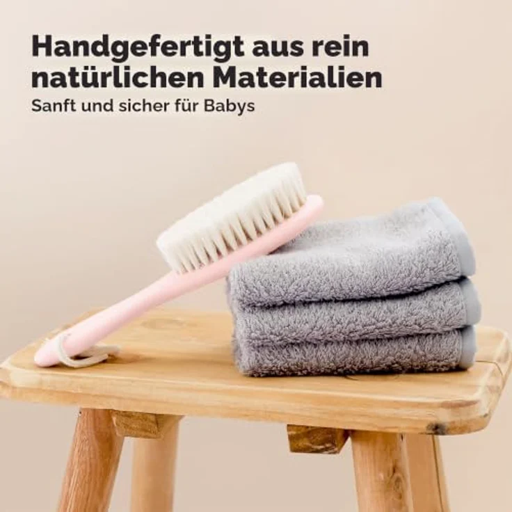 KeaBabies Baby Haarbürste Neugeborene, Holz Bürste mit weichen Ziegenhaaren, Milchschorf Pflege, Erstausstattung Babyzubehör (Blush, Oval) – Bild 4