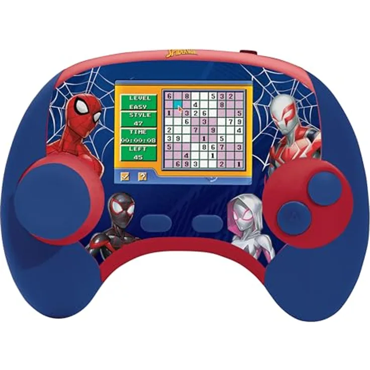 Lexibook Spider-Man Educational Bilingual Console mit 2,8 Zoll LCD Bildschirm, Englisch/Französisch, interaktive Lerninhalte, wiederaufladbare Batterie