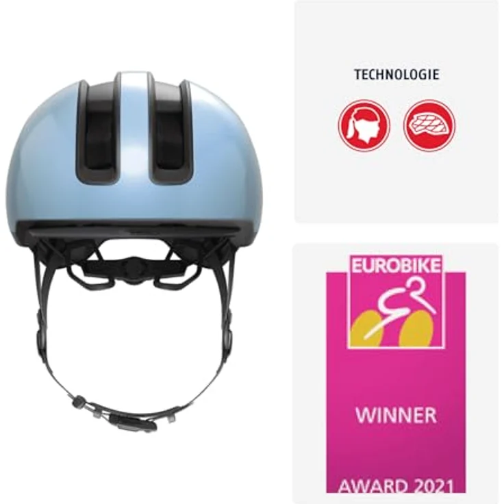 Abus HUD-Y, Kinderfahrradhelm mit aufladbarem LED-Rücklicht und Magnetverschluss, urbaner Stil für Damen und Herren – Bild 2