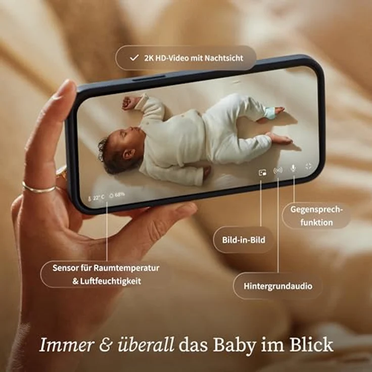 OWLET Dream Sight™ – Smart HD Babyphone mit 2K-Kamera, Nachtsicht, Bewegungs-/Geräuscherkennung, Temperatur- & Luftfeuchtigkeitsüberwachung, sichere WLAN-Verbindung – Bild 4