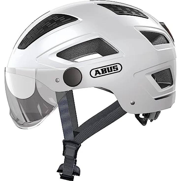 ABUS Stadthelm Hyban 2.0 ACE - Fahrradhelm mit Visier, Licht und ABS-Hartschale - für Damen und Herren - Weiß, Größe M​ – Bild 1