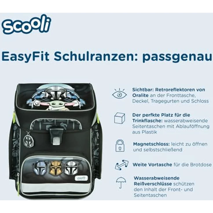 Scooli EasyFit Schulranzen-Set Star Wars, 5tlg. mit ergonomischer Passform und praktischer Innenaufteilung – Bild 3