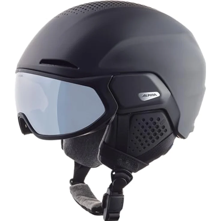 ALPINA ALTO Q-LITE - Sicherer, Stoßabsorbierender & Individuell Anpassbarer Skihelm Mit Kontrastverstärkendem Visier Für Erwachsene, black matt, 51-55 cm – Bild 1