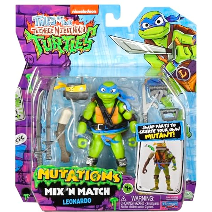 Teenage Mutant Ninja Turtles Mix 'n Match Leonardo, Sammelfigur mit austauschbaren Teilen und Zubehör, 11,5 cm, Mehrfarbig – Bild 7