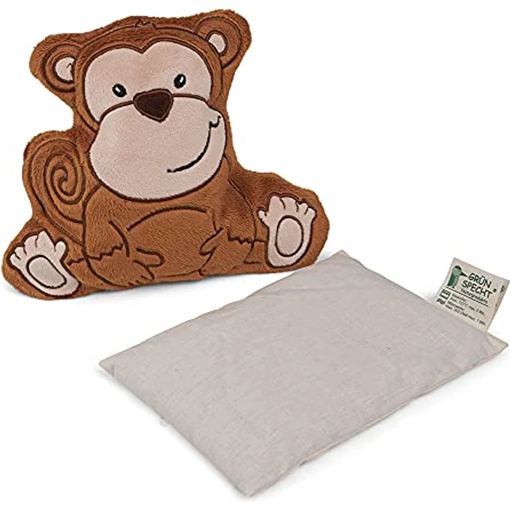 Grünspecht Wärmekissen Wärme-Zoo - Affe, Traubenkern-Füllung für Babys, 22 x 18 cm, waschbarer Bezug – Bild 2