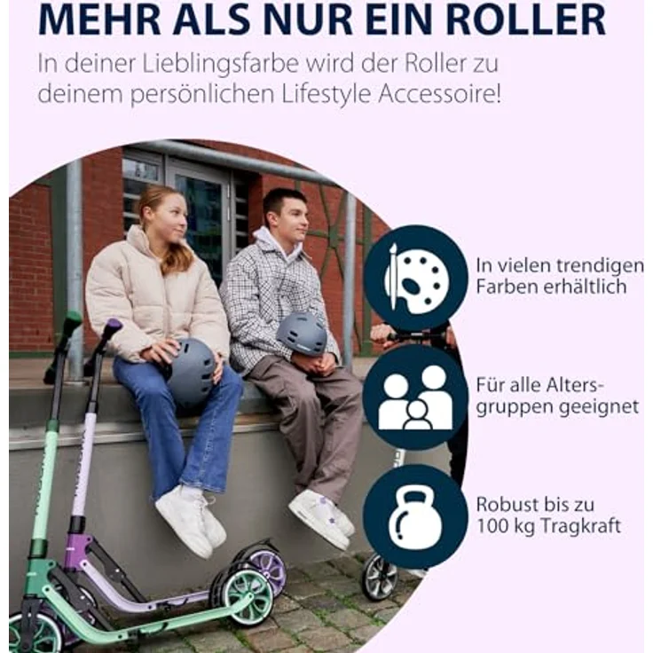 Hudora Cityroller BigWheel® 205 Advanced, höhenverstellbarer Kick-Scooter für Erwachsene und Kinder, einklappbar, max. 100 kg, Mattschwarz – Bild 6