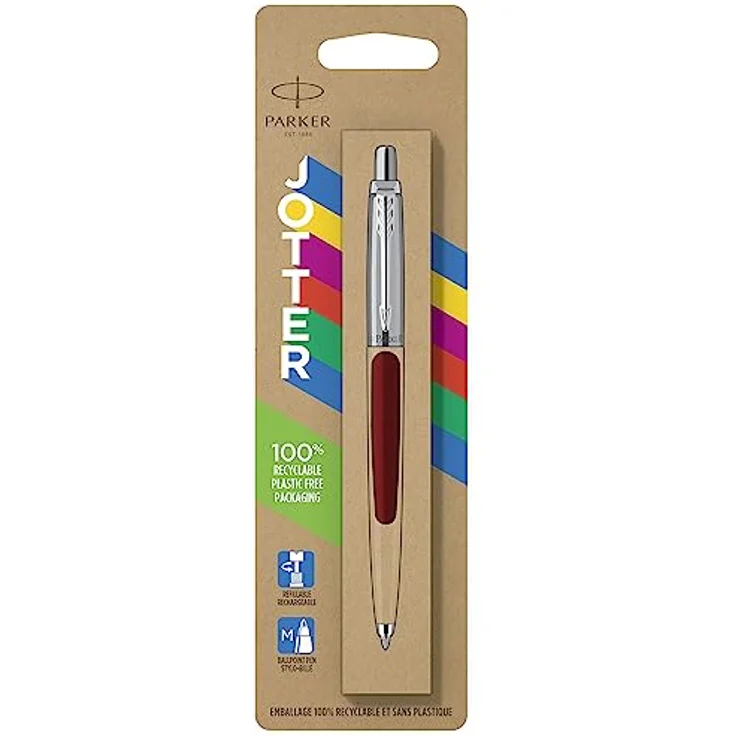Parker Füllfederhalter Kugelschreiber Jotter Originals C.C., Edelstahlkappe, blaue Schreibfarbe, rot – Bild 2
