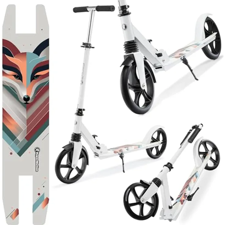 HyperMotion CITY SWIFT Winter Fox - Zweirädriger Roller für junge Erwachsene mit Stoßdämpfer - 100kg, hellgrau