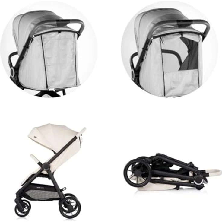 Chipolino Ultera Buggy, klappbar mit Federung, 5-Punkt-Gurt und Hinterradbremse, creme – Bild 4