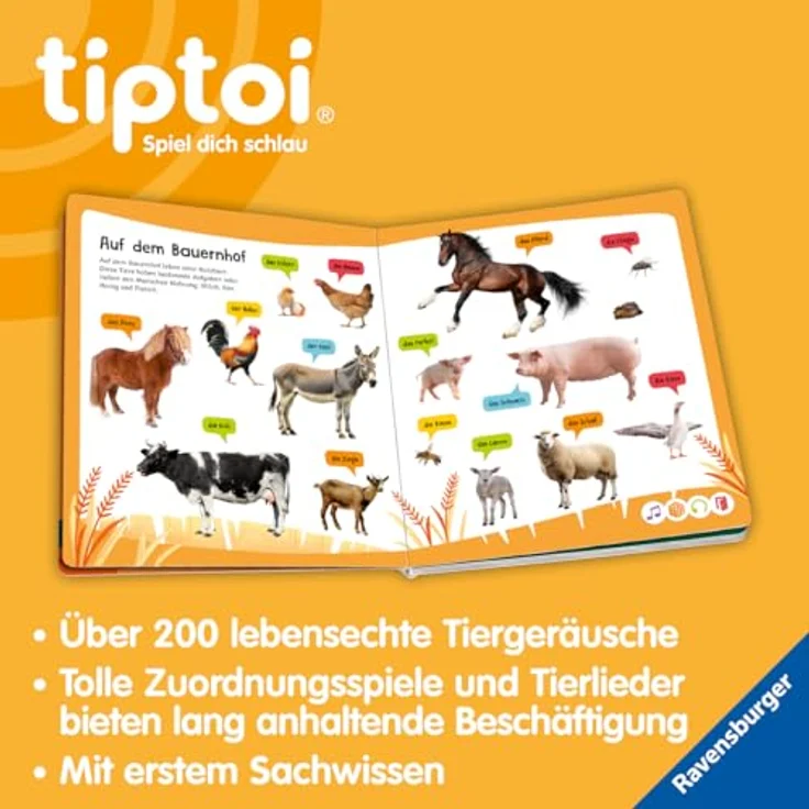 Ravensburger tiptoi® Kennst du diese Tiergeräusche?, interaktives Beschäftigungsbuch mit Tiergeräuschen – Bild 5