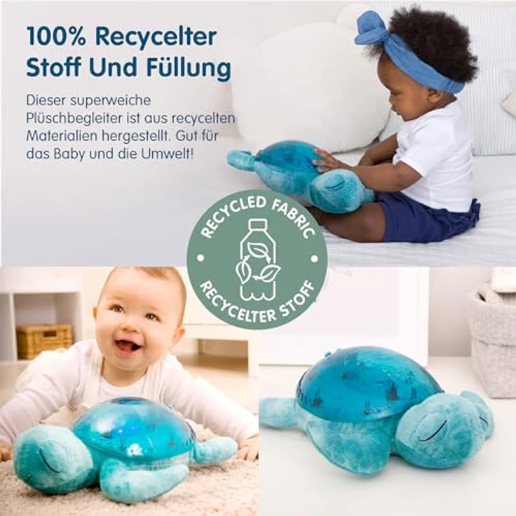 Cloud B Tranquil Turtle Nachtlicht mit Musik, wiederaufladbar, Aqua | Unterwasserprojektionen | 4 beruhigende Geräusche | Helligkeit einstellbar | Timer | Tränenmelder | recyceltes Gewebe – Bild 4