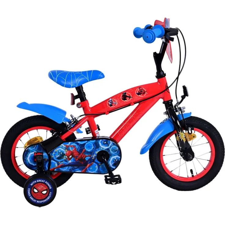 Volare Kinderfahrrad Ultimate Spider-Man - Jungen - Blau/Rot - Zweihandbremsen, bis 60 kg, 85% zusammengebaut, 12 oder 14 Zoll, 3 - 5 Jahre