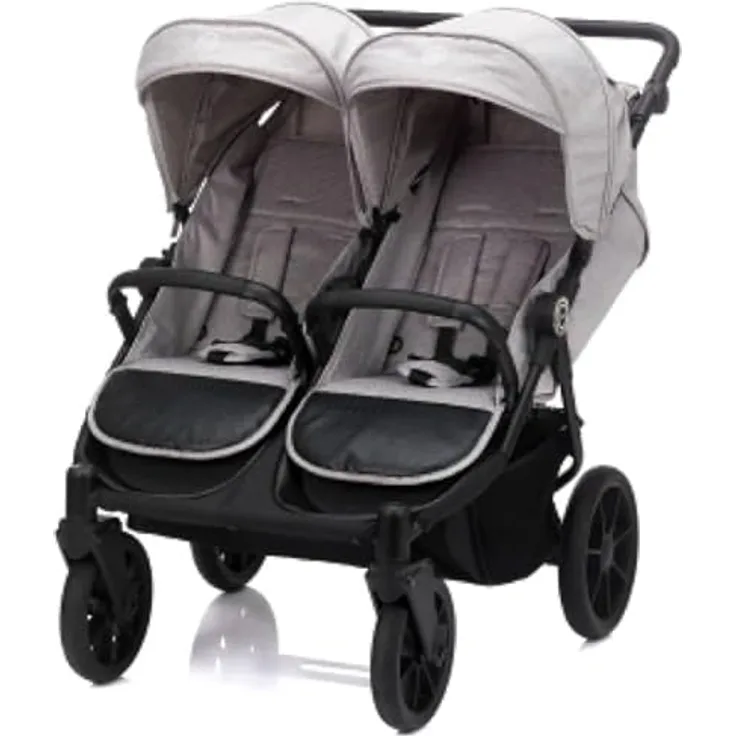 Fillikid Geschwister- & Zwillingskinderwagen Duette bis 22 kg mit Liegeposition & Knickschieber - Grau, inkl. Gratis Mobilitätsgarantie
