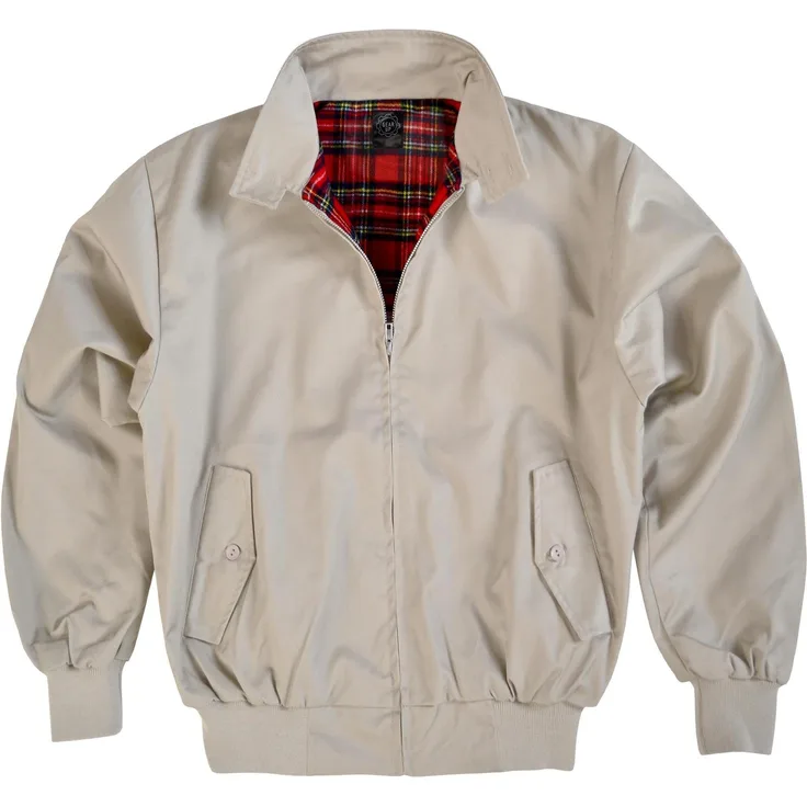normani Blouson Herren Harrington Jacke Retro Blouson English Style mit kariertem Innenfutter Karofutter, rot