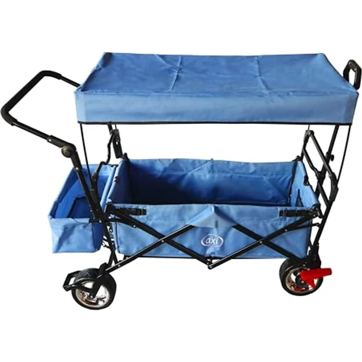 Ambia Garden Bollerwagen, faltbar mit Dach, grau, Metall/Textil, 59x102x134 cm, für Kinder ab 3 Jahren, bis 80 kg belastbar, 360° drehbare Vorderräder, inkl. Transporttasche – Bild 3