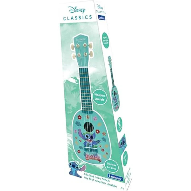 Lexibook Disney Stitch Holz-Ukulele mit echten Nylonsaiten, inkl. Anleitung, Blau – Bild 5