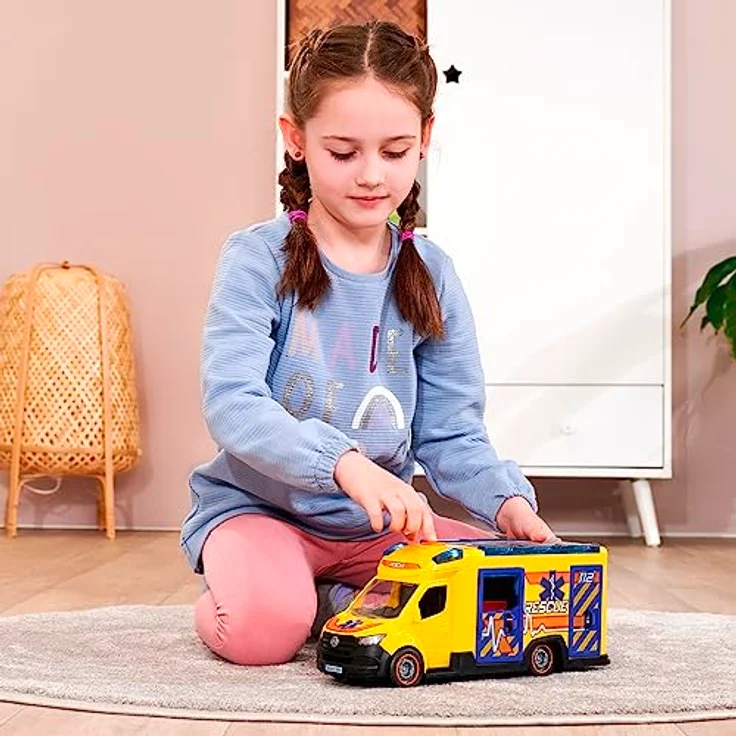 Dickie Toys - Rettungswagen Mercedes-Benz Sprinter (34,5 cm) - großes Spielzeugauto mit Sirene, Blaulicht & Krankenwagen-Zubehör zum Spielen für Kinder ab 3 Jahre – Bild 3