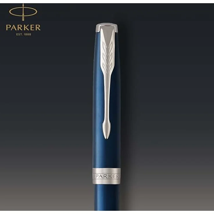Parker Pen Sonnet, eleganter Füllfederhalter in Silber und Blau, höchste Schreibqualität – Bild 6