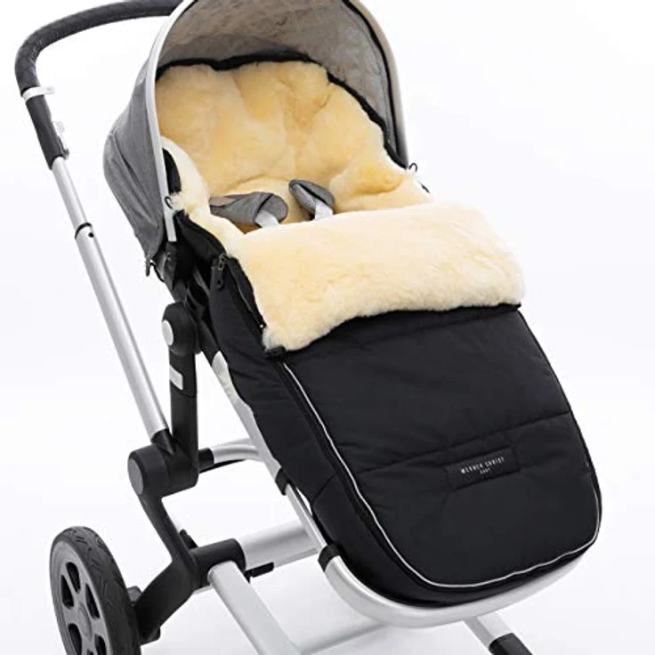 WERNER CHRIST BABY, Lammfell-Fußsack FLIMS – warmer Buggy, Kinderwagen-Fußsack (Kinder ab 6 bis 36 Monate) aus medizinischem Fell, universal mit Langsschlitzen in Stone (grau) – Bild 9