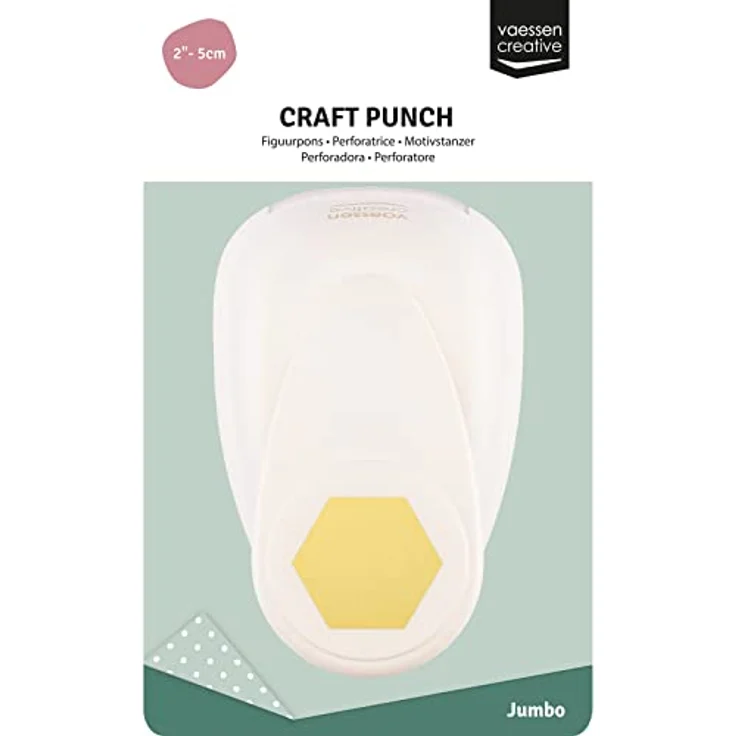 Vaessen Creative Motivstanzer Sechseck, 4.4 x 5.1 cm, für Bastelpapier und Scrapbook, White/Pink – Bild 4