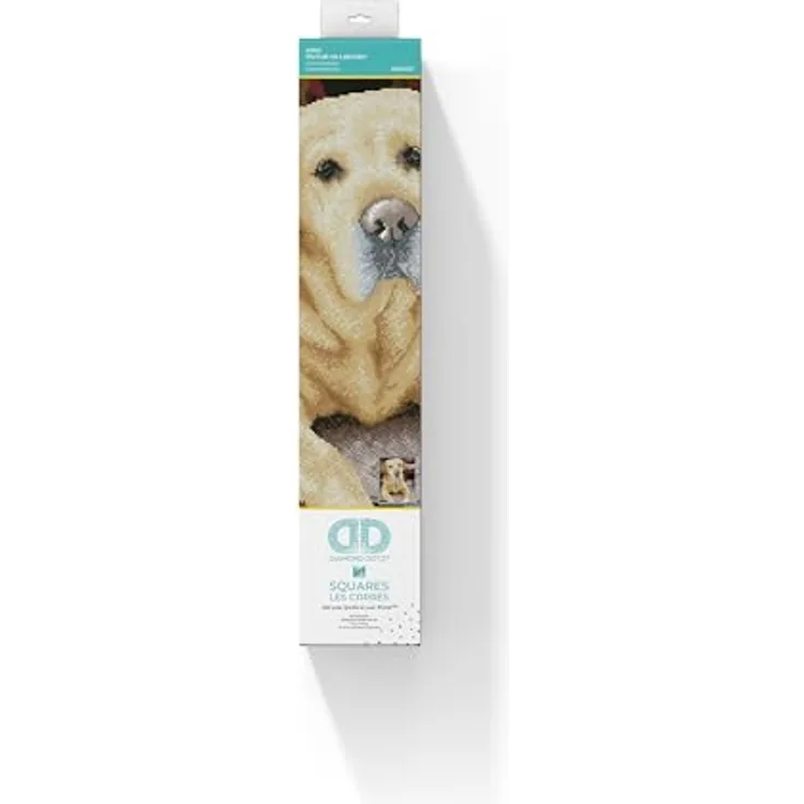 DIAMOND DOTZ DQ10.027 - Original 5D Diamond Painting Squares Set Labrador King“, Kreativset mit 28.200 quadratische Diamant Mosaiksteinen, Malset ca. 40 x 50 cm, für Erwachsene und Kinder ab 6 Jahren
