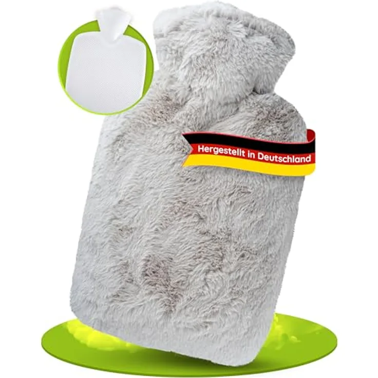 FROSCH Wärmflasche, taupe, abnehmbarer Bezug aus weichem Microfasermaterial, 33 x 20 x 5 cm