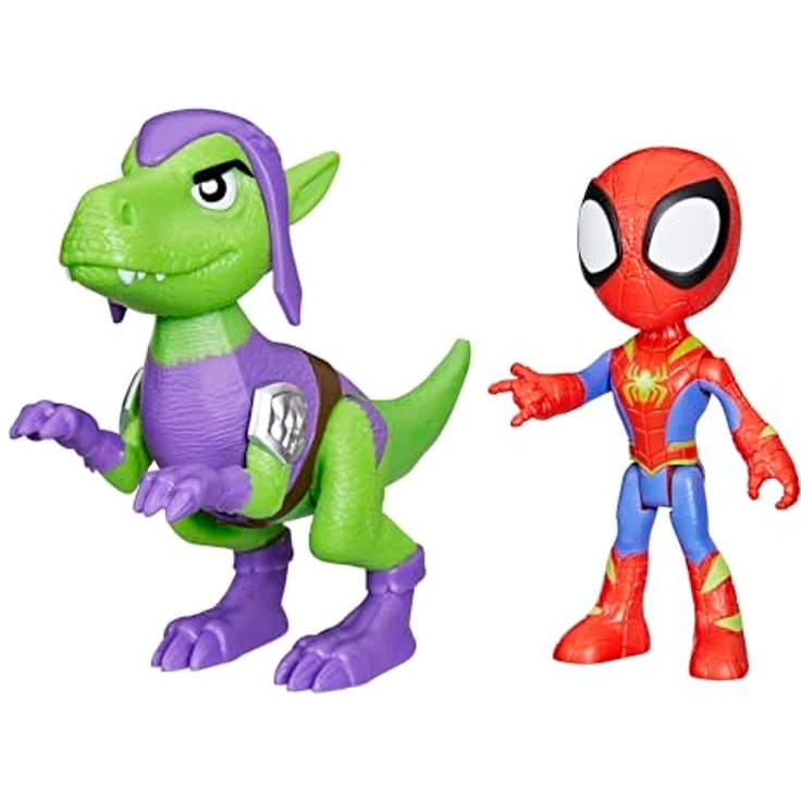 Spidey and his Amazing Friends Marvel Spidey und Seine Super-Freunde Dino-Webs, Action-Figurenset mit beweglicher Spidey- und Kobold-Raptor-Figur, 10 cm – Bild 1
