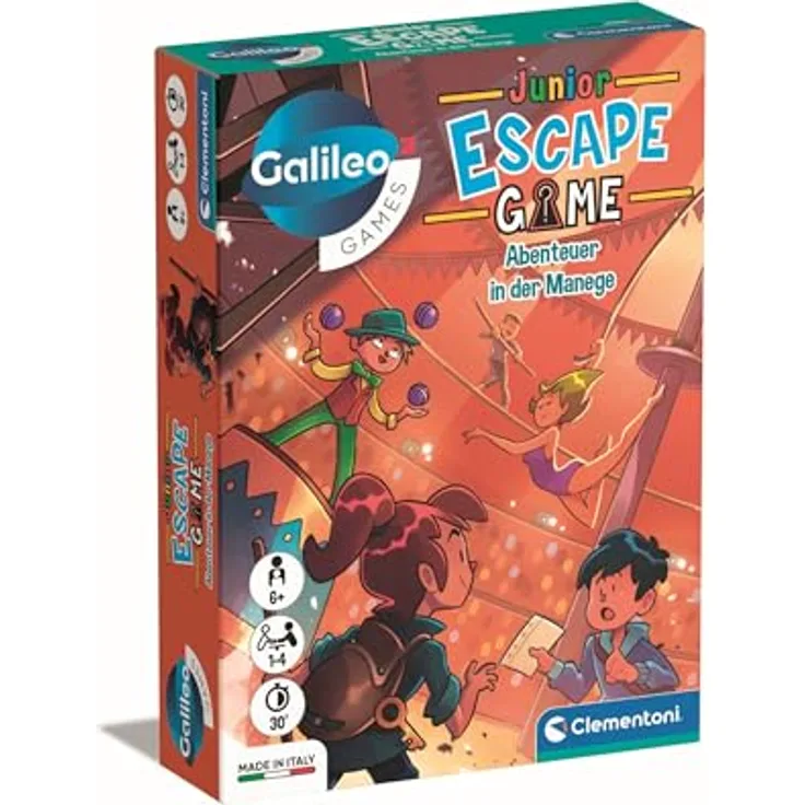 Clementoni Galileo Escape Game Junior - Abenteuer in der Manege - Escape Spiel für Kinder ab 6 Jahren mit Rätselkarten und Hinweisen