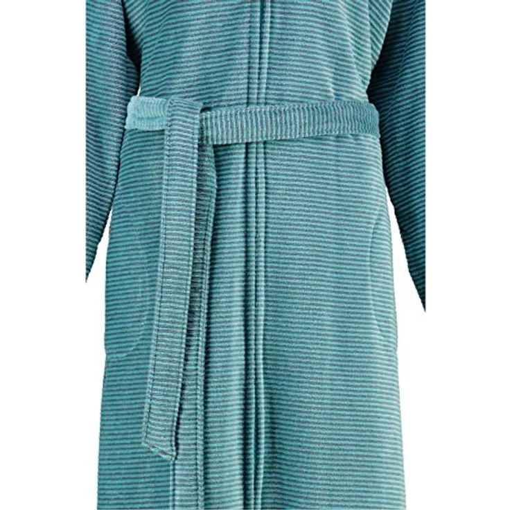 Cawoe Bademantel, Blau, Gestreift, Textil mit Kapuze und Reißverschluss, Damen Badtextilien – Bild 3
