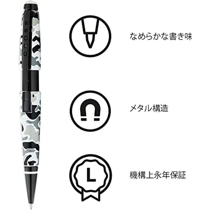Cross Rollerball Edge Camo Grau, Schreibstift mit Gel-Tinte, in Geschenkbox, dokumentenecht, Klick-Zieh-Mechanik, auswechselbare Mine – Bild 6