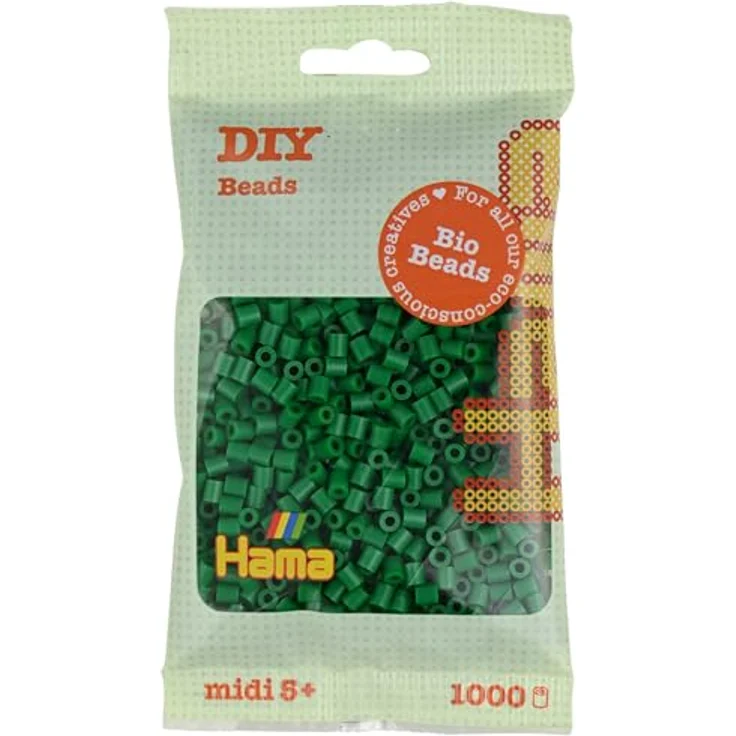 Hama Bügelperlen Beutel mit 1000 Bio Midi-Bügelperlen grün, Bastelperlen aus Biokunststoff – Bild 1
