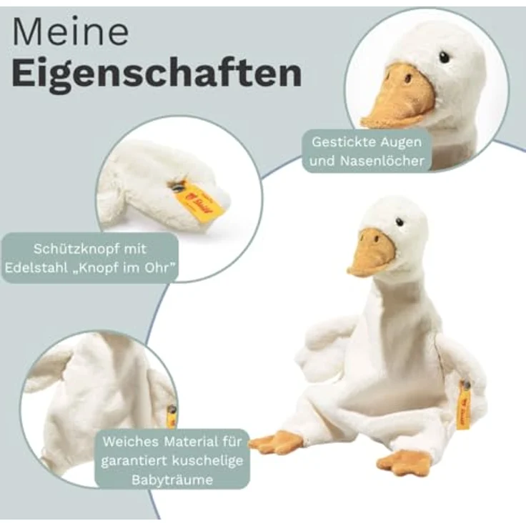 Steiff Gilda Gans Schmusetuch, Kuscheltier für Jungen, Mädchen & Babys ab 0 Monaten, Plüschtier 28 cm, weiß, original verarbeitet – Bild 3